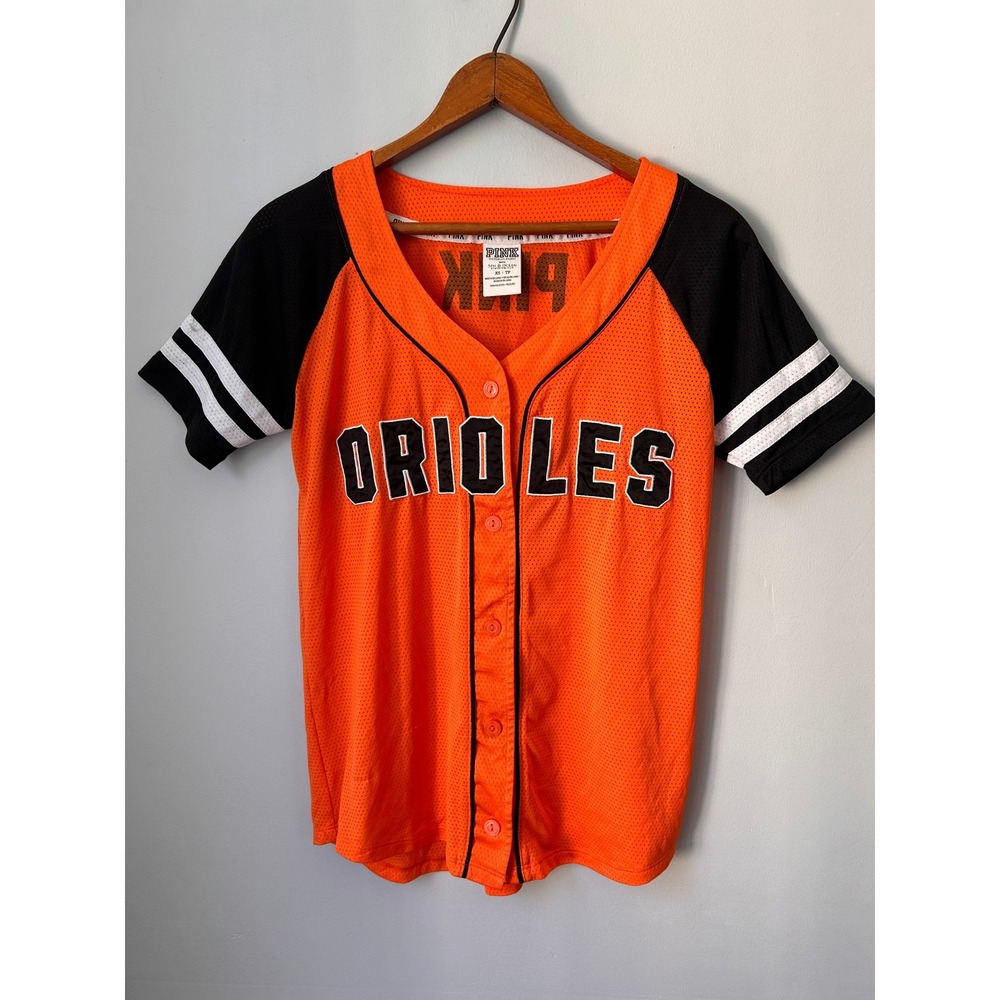 Victoria's Secret PINK Baltimore Orioles MLB Baseball Jersey Orange Black XS